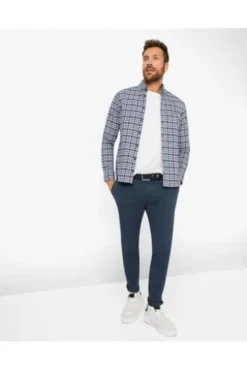 BRAX Light Flanell Hemd Daniel blau kariert Modern Fit Langarm Button-Down