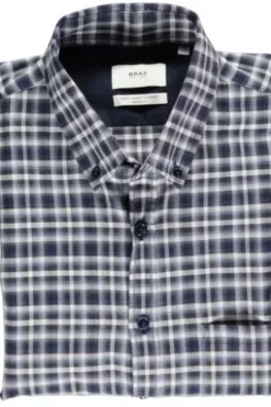 BRAX Light Flanell Hemd Daniel blau kariert Modern Fit Langarm Button-Down
