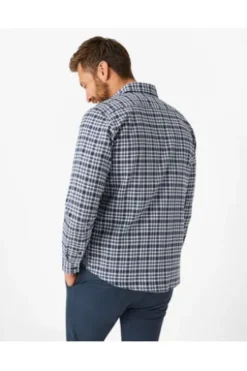 BRAX Light Flanell Hemd Daniel blau kariert Modern Fit Langarm Button-Down