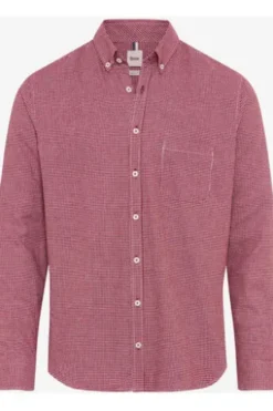 BRAX Light Flanell Hemd Daniel red wine kariert Modern Fit