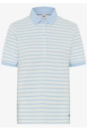 BRAX Polo-Shirt Cleo bleu gestreift in Piqué-Qualität