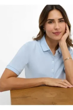 BRAX Polo-Shirt Cleo hellblau in Piqué-Qualität