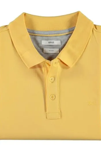 BRAX Polo-Shirt Gelb Regular Fit Hi Flex Style Pete Blue Planet