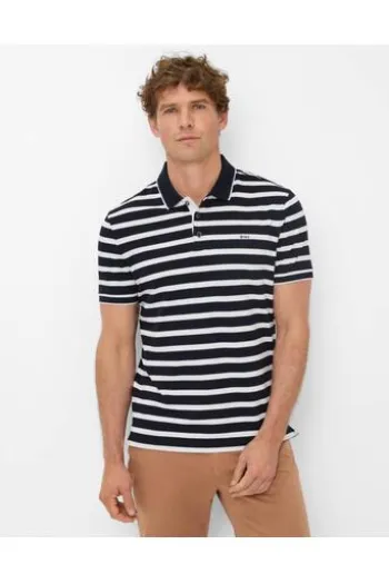 BRAX Polo Shirt Paco marine gestreift