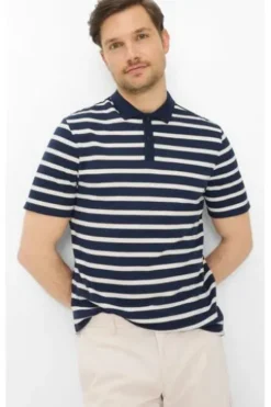 BRAX Polo Shirt Paco navy gestreift