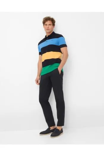 BRAX Polo-Shirt Pio blau gestreift