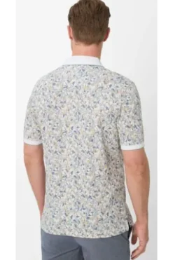 BRAX Polo-Shirt white gemustert