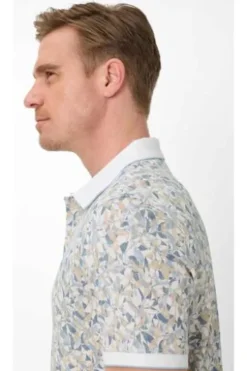 BRAX Polo-Shirt white gemustert