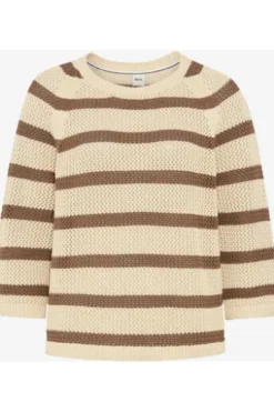BRAX Pullover Nala mocha brown gestreift 3/4-Arm
