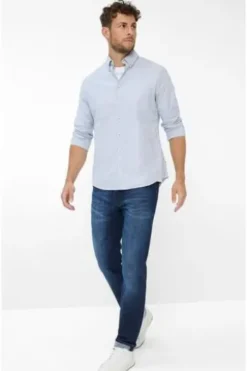 BRAX Streifen Hemd Daniel baltic gestreift Modern Fit Langarm