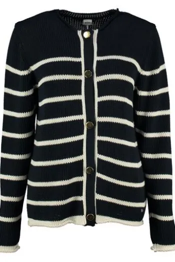 BRAX Strickjacke Ann marine im trendigen Rippstrick