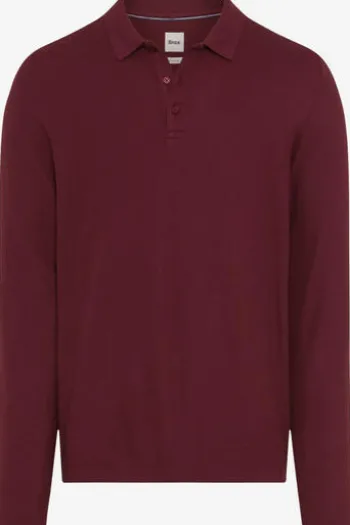 BRAX Strick-Langarm Polo-Shirt Paros velvet
