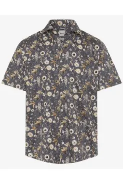 BRAX Ultra light Hemd Hardy beach geblümt Modern Fit Kurzarm