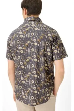 BRAX Ultra light Hemd Hardy beach geblümt Modern Fit Kurzarm
