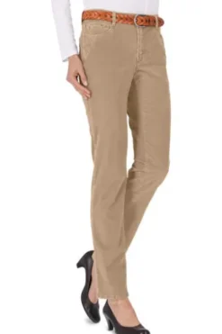 BRAX Velvet-Hose Carola beige Feminine Fit in Struktursamt- Optik