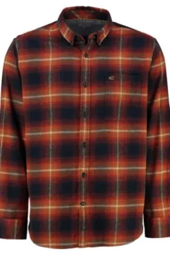 camel active Flanell Hemd orange kariert Regular Fit Button-Down
