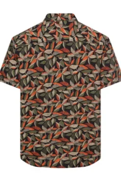 camel active Hemd burned Orange geblümt Regular Fit Kurzarm