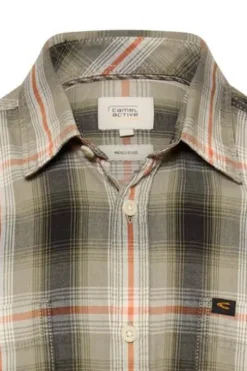 camel active Hemd burned Orange kariert Regular Fit Langarm