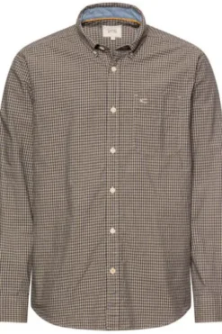 camel active Hemd deep olive kariert Regular Fit Langarm