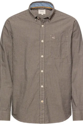 camel active Hemd deep olive kariert Regular Fit Langarm