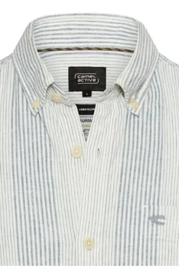 camel active Hemd indigio blue gestreift Regular Fit Kurzarm