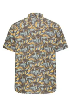 camel active Hemd sun yellow geblümt Regular Fit Kurzarm