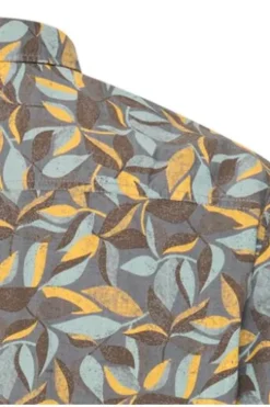 camel active Hemd sun yellow geblümt Regular Fit Kurzarm