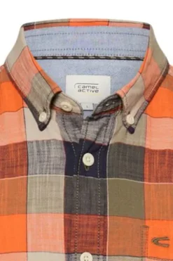 camel active Karo Hemd burned Orange kariert Regular Fit Kurzarm