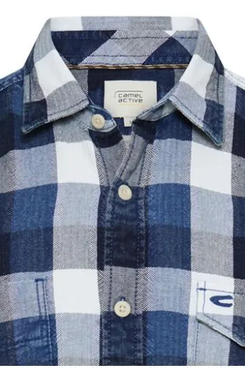 camel active Karo Hemd indigio blue kariert Regular Fit Kurzarm
