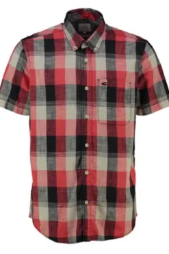 camel active Karo Hemd rot kariert Regular Fit Kurzarm