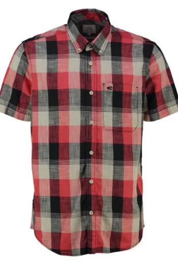 camel active Karo Hemd rot kariert Regular Fit Kurzarm