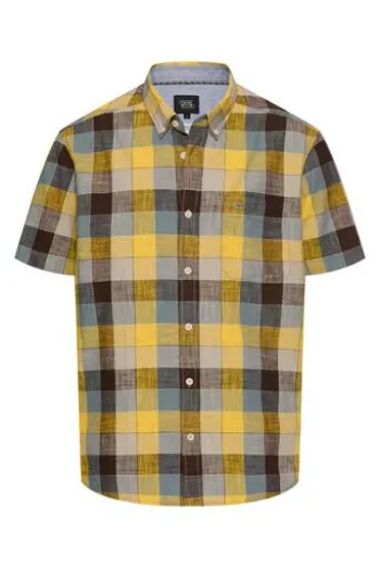camel active Karo Hemd sun yellow kariert Regular Fit Kurzarm