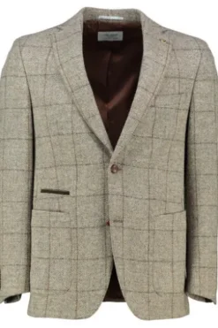 CARL GROSS Harris Tweed Sakko beige kariert Fischgrät