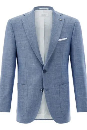 CARL GROSS Sakko Sander blau mit Wolle