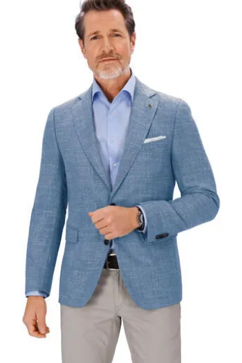 CARL GROSS Sakko Sander blau mit Wolle