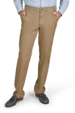 CLUB OF COMFORT High Stretch Baumwoll-Hose hellbraun Garvey Flat-Front