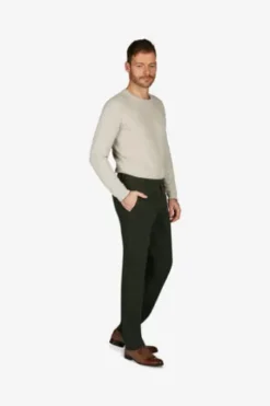 CLUB OF COMFORT High Stretch Baumwoll-Hose oliv mit Diamantschliff