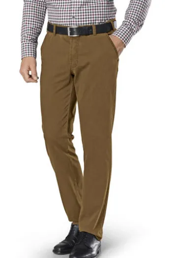 CLUB OF COMFORT High Stretch Baumwoll-Hose hellbraun Garvey Flat-Front