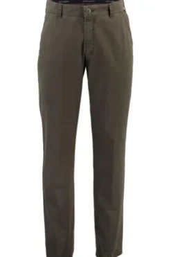 CLUB OF COMFORT High Stretch Baumwoll-Hose oliv Garvey Flat-Front