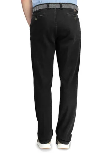 CLUB OF COMFORT High Stretch Denim-Jeans black Garvey Flat-Front