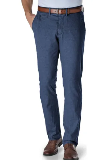 CLUB OF COMFORT Leinen-Baumwoll-Stretch-Hose marine