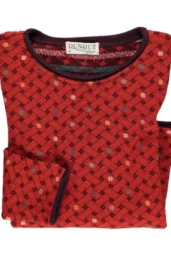 DUNQUE Jacquard-Pullover rot aus hochwertiger Natur-Qualität