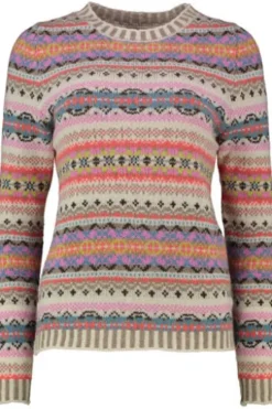 ERIBE Pullover coral im Fair-Isle Strickmuster