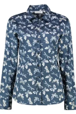 ETERNA Bluse blau gemustert Langarm