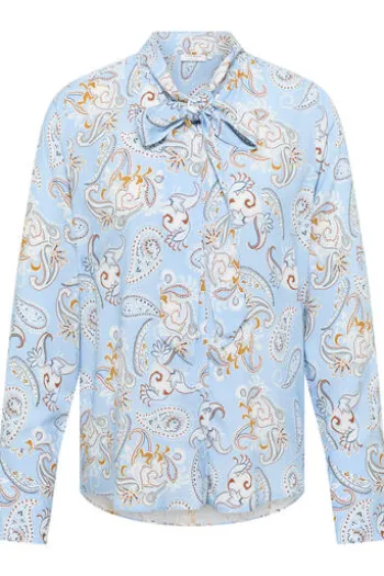 ETERNA Bluse hellblau gemustert Langarm