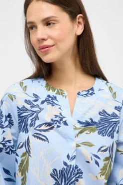 ETERNA Bluse hellblau gemustert 3/4-Arm