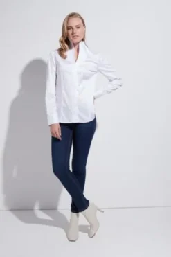 ETERNA Bluse weiß Langarm in trageangenehmer Stretch-Qualität
