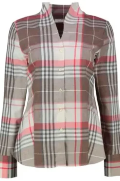 ETERNA Flanell-Bluse orange kariert mit Kelchkragen