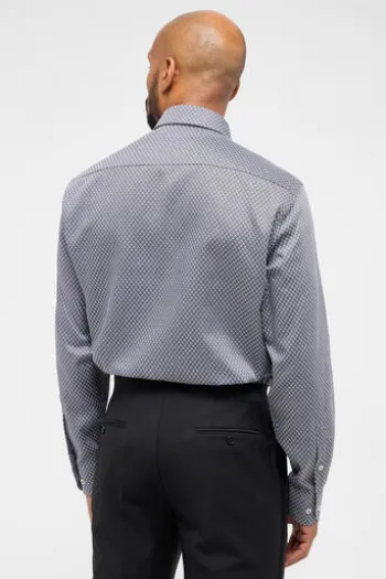 ETERNA Hemd anthrazit gemustert Comfort Fit Langarm