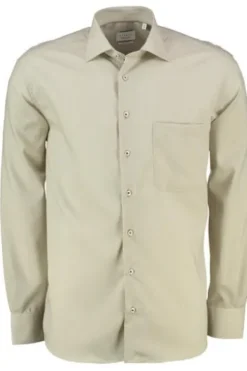 ETERNA Hemd beige gemustert Comfort Fit Langarm